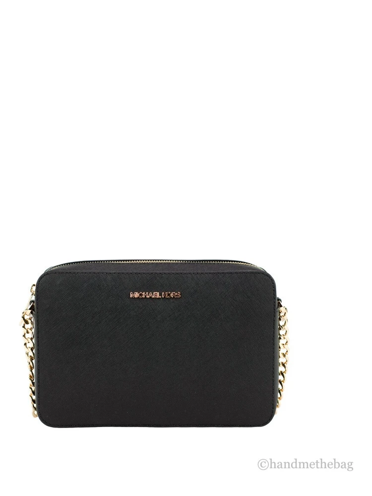 Michael Kors Women'S Top Zip Closure Saffiano Leather Crossbody Bag, Black