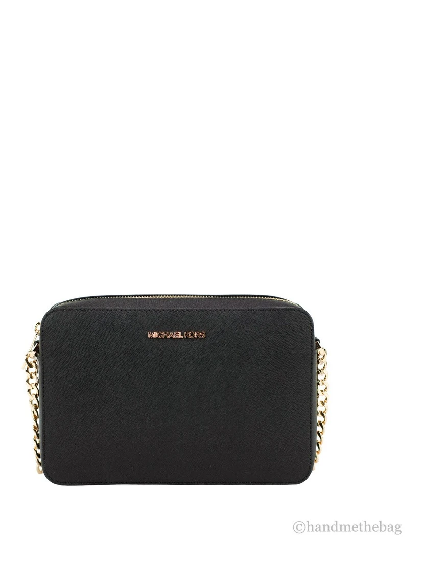 Michael Kors Women'S Top Zip Closure Saffiano Leather Crossbody Bag, Black