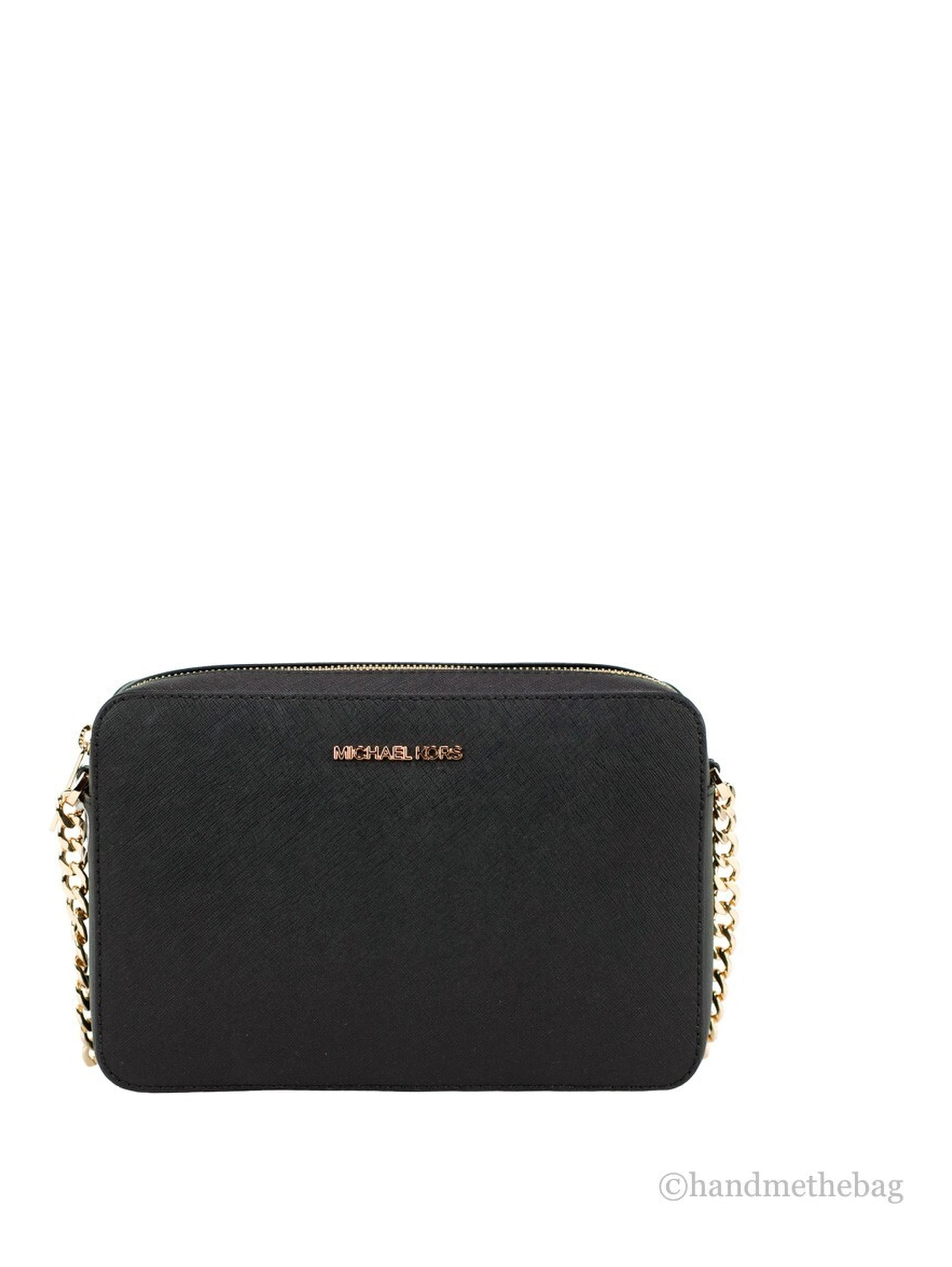 Michael Kors Women'S Top Zip Closure Saffiano Leather Crossbody Bag, Black