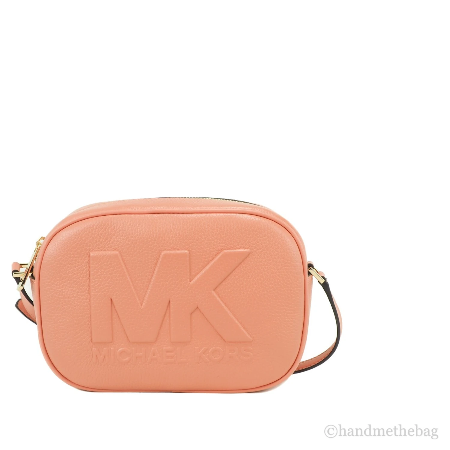 Michael Kors Jet Set Travel Medium Sherbert Leather Oval Camera Crossbody Bag