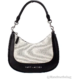 Marc Jacobs Natural Black Canvas Leather Hobo Shoulder Handbag Purse