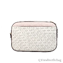 Michael Kors Adult Saffiano Leather Chain Zip Crossbody Handbag, Vanilla/Powder Blush