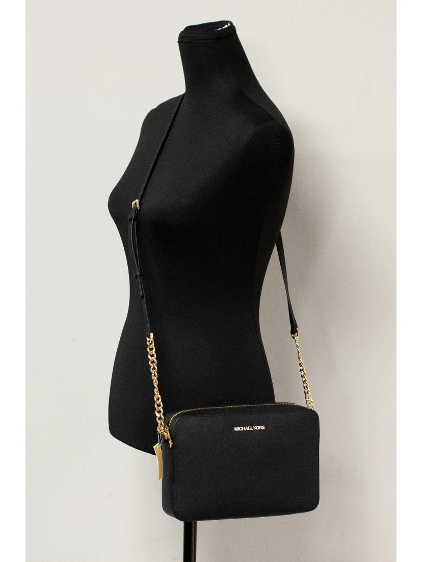 Michael Kors Women'S Top Zip Closure Saffiano Leather Crossbody Bag, Black