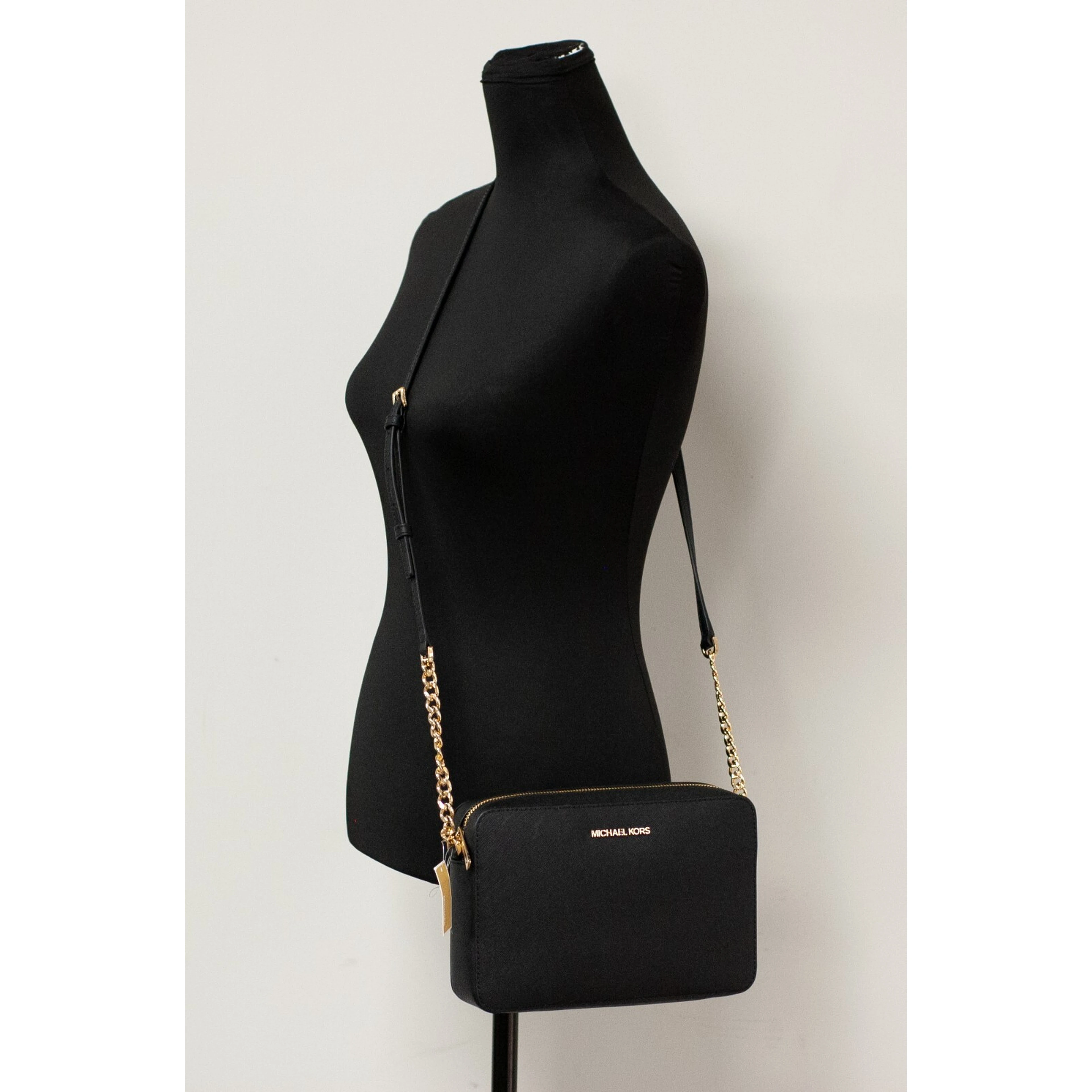 Michael Kors Women'S Top Zip Closure Saffiano Leather Crossbody Bag, Black