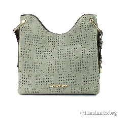 Michael Kors Joan Small Green Perforated Suede Leather Slouchy Messenger Handbag