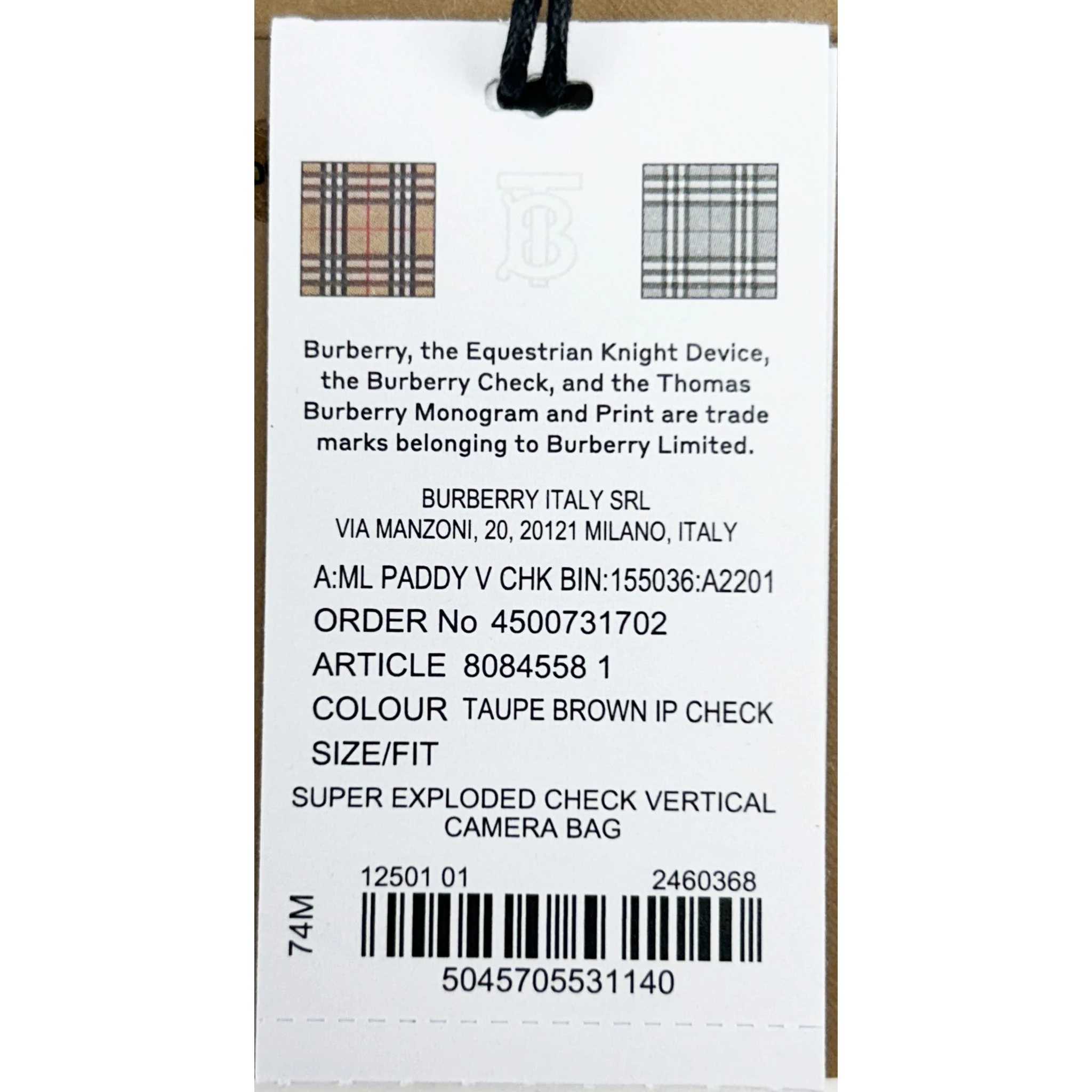 Burberry Paddy Check Crossbody Bag
