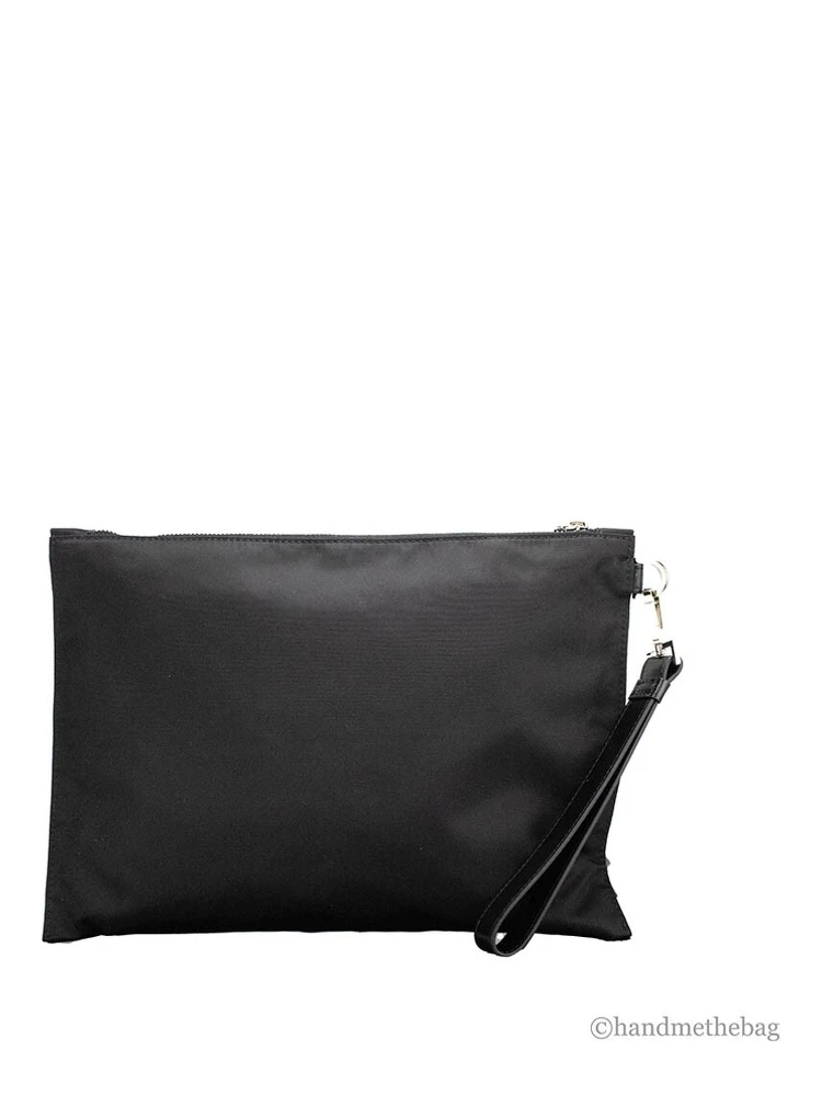 Versace Large Black Nylon Fabric Medusa Convertible Pouch Clutch Wristlet Bag alternative
