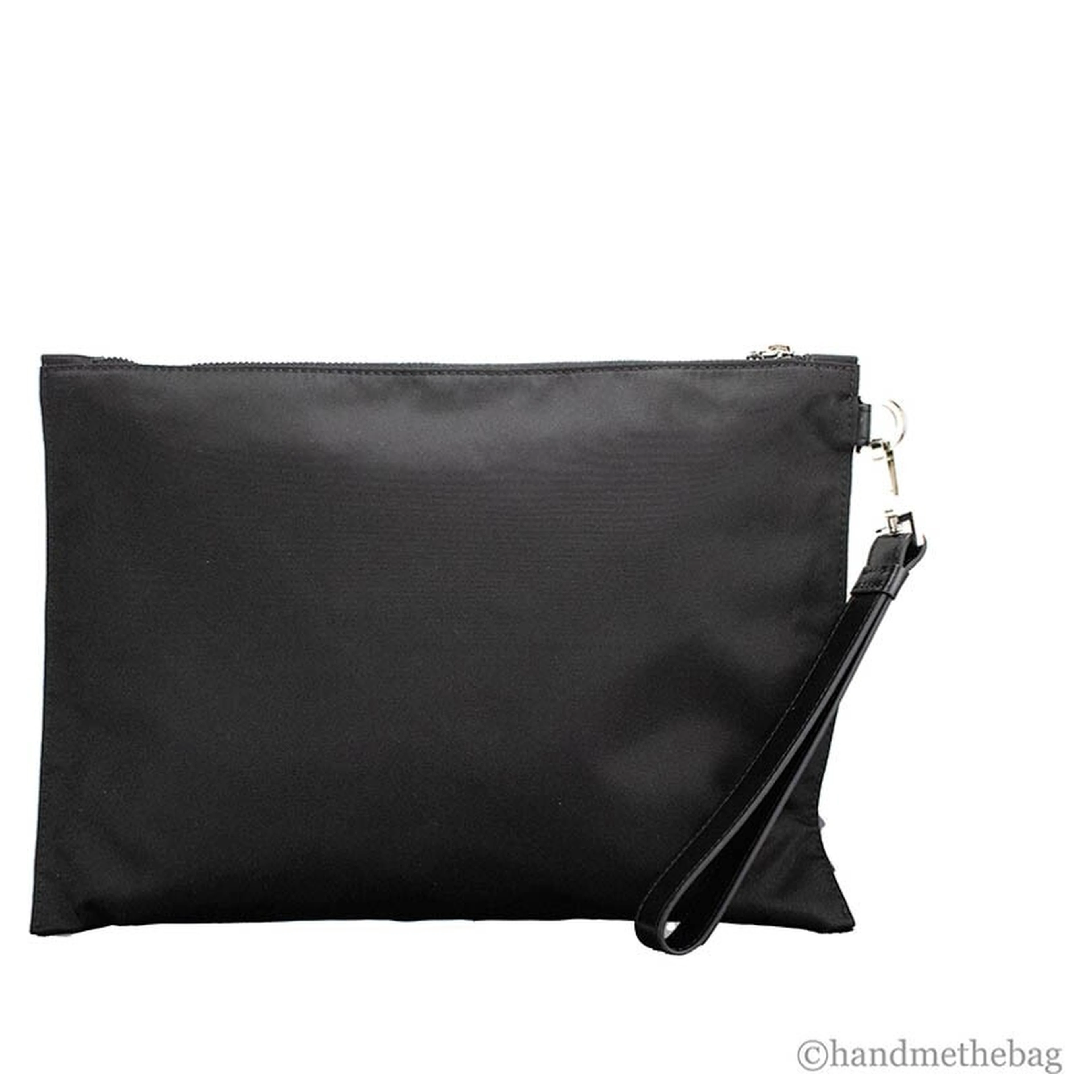 Versace Large Black Nylon Fabric Medusa Convertible Pouch Clutch Wristlet Bag