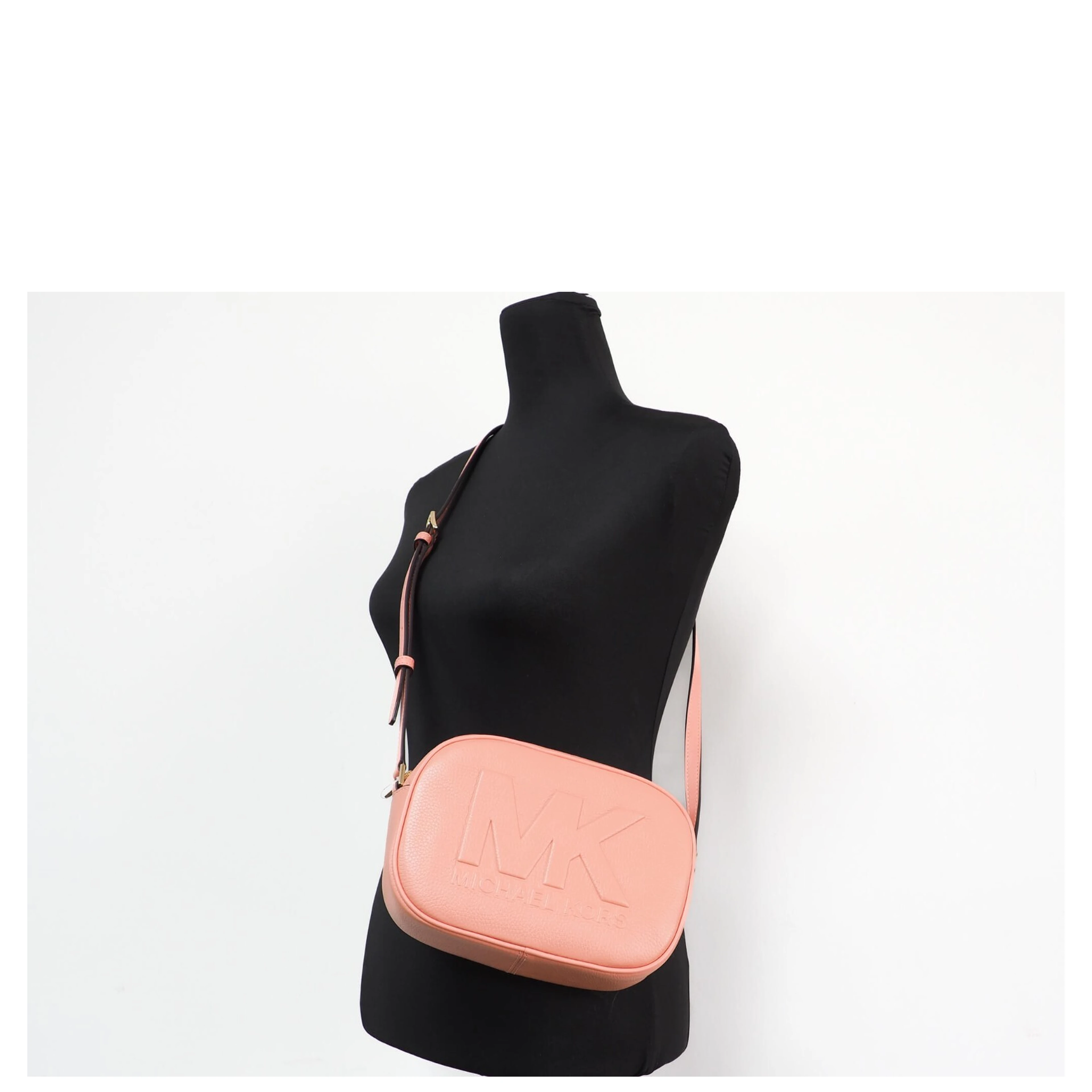 Michael Kors Jet Set Travel Medium Sherbert Leather Oval Camera Crossbody Bag