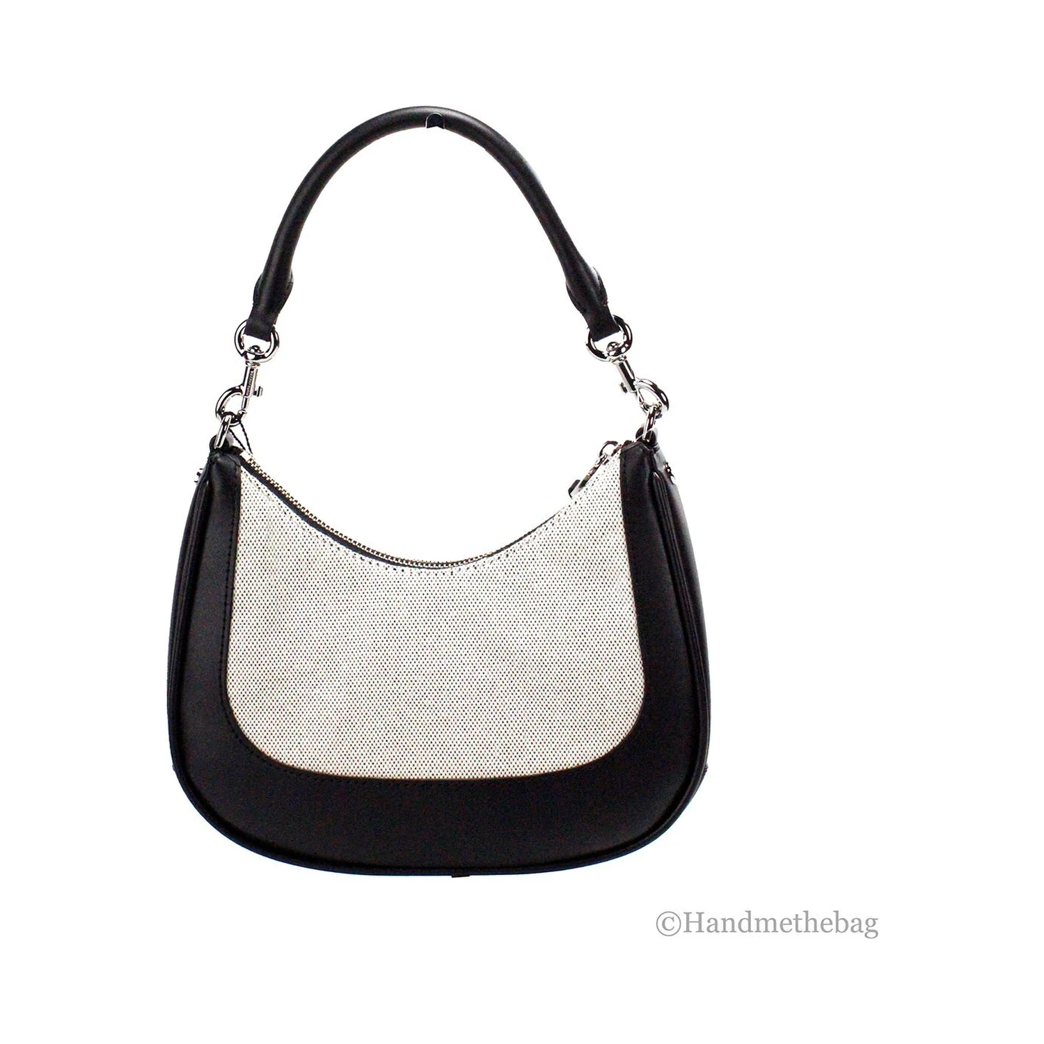 Marc Jacobs Natural Black Canvas Leather Hobo Shoulder Handbag Purse