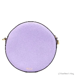 Versace Round Disco Lilac Pebbled Leather Camera Case Crossbody Bag Purse
