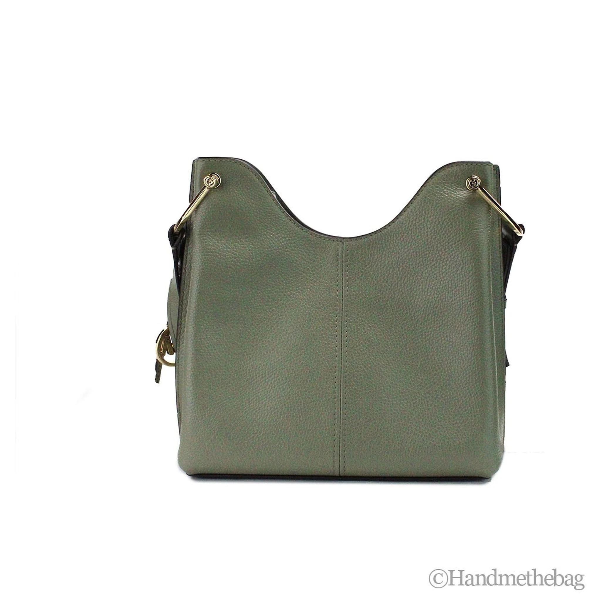 Michael Kors Joan Small Green Perforated Suede Leather Slouchy Messenger Handbag