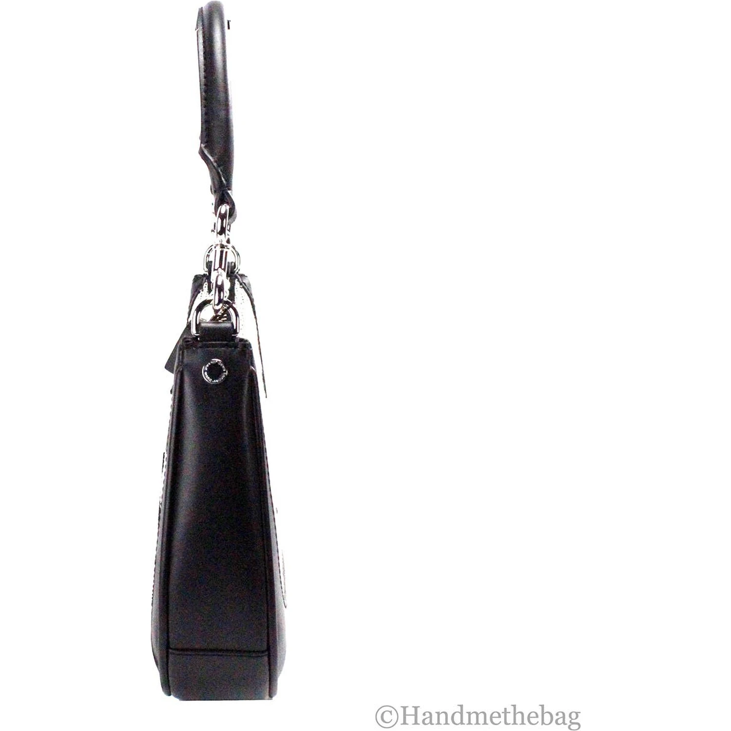 Marc Jacobs Natural Black Canvas Leather Hobo Shoulder Handbag Purse