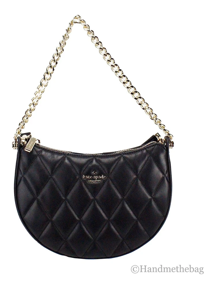 Kate Spade Carey Small Black Quilted Leather Zip Top Crossbody Bag