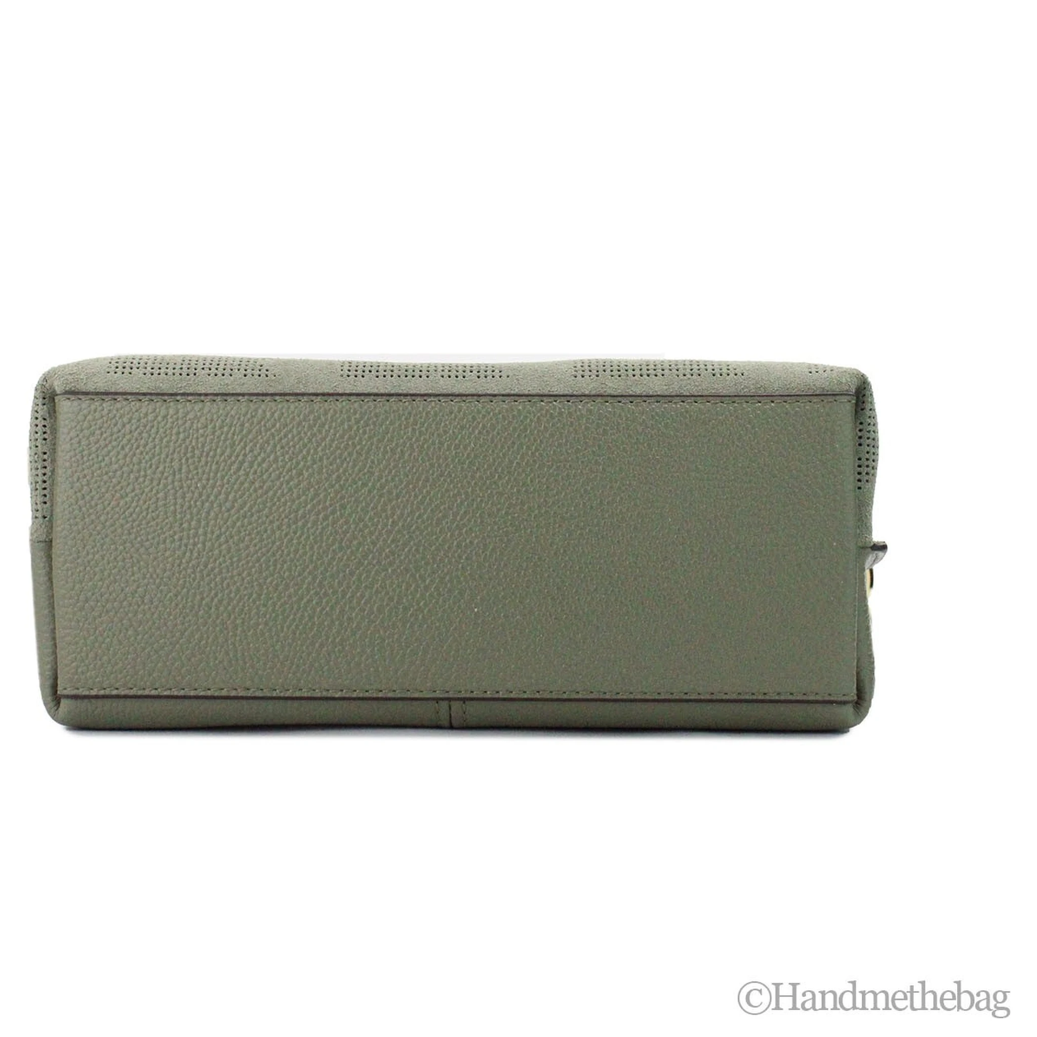 Michael Kors Joan Small Green Perforated Suede Leather Slouchy Messenger Handbag