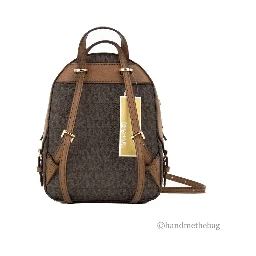 Michael Kors Jaycee Mini XS Brown Signature PVC Zip Pocket Shoulder Backpack Bag
