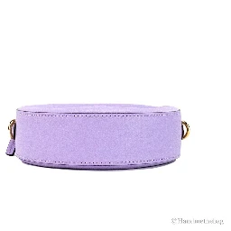 Versace Round Disco Lilac Pebbled Leather Camera Case Crossbody Bag Purse
