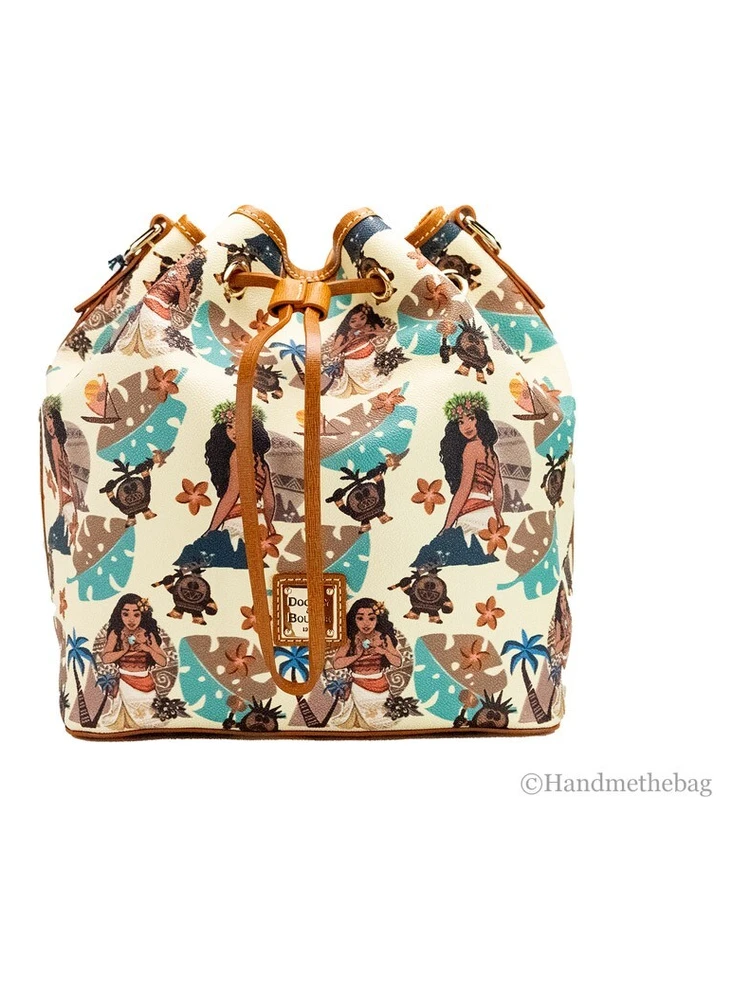 Dooney & Bourke Disney Medium Moana Coated Cotton Bucket Crossbody Bag Purse
