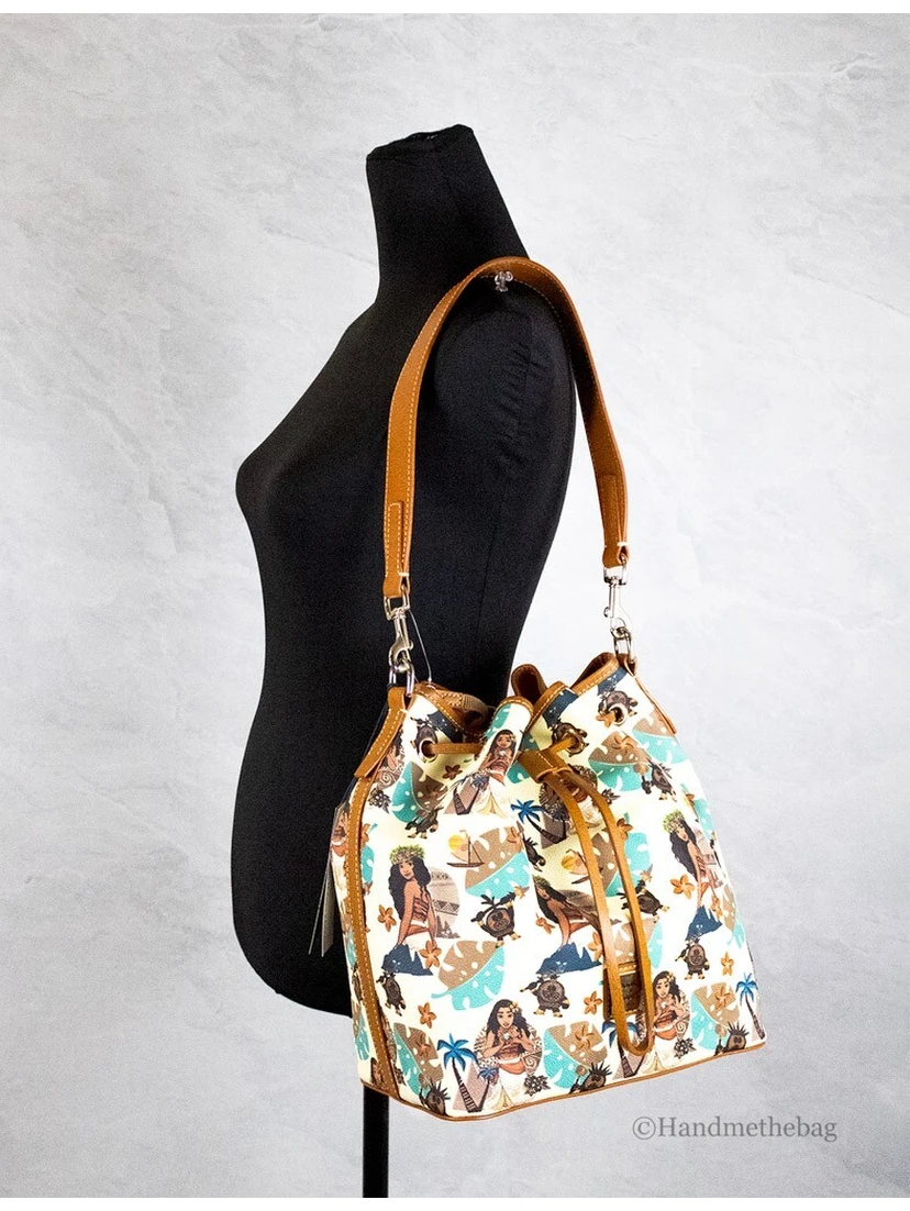 Dooney & Bourke Disney Medium Moana Coated Cotton Bucket Crossbody Bag Purse