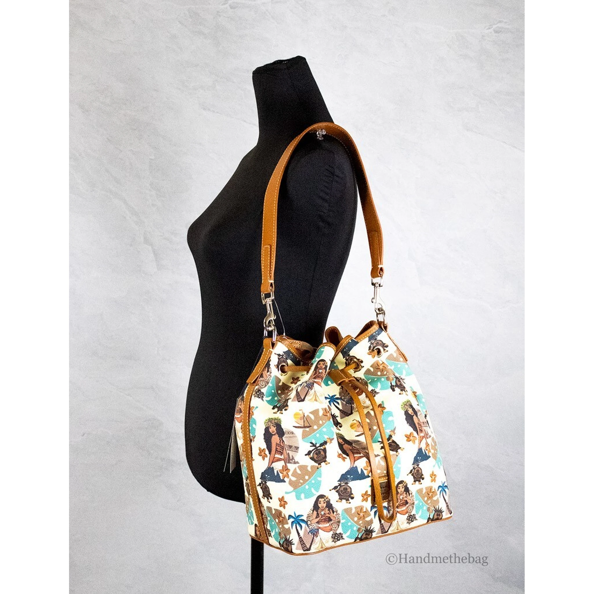 Dooney & Bourke Disney Medium Moana Coated Cotton Bucket Crossbody Bag Purse