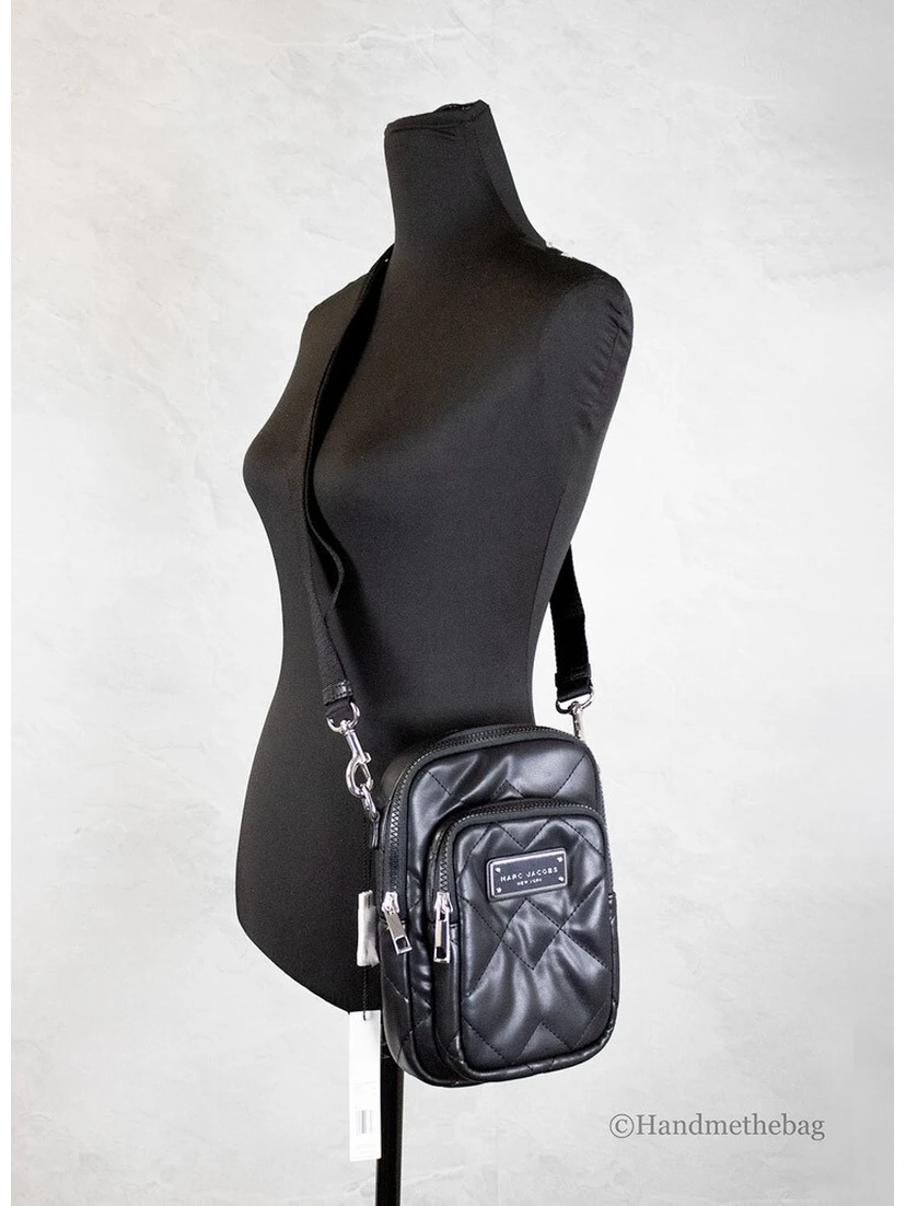 Marc Jacobs Pillow Small Black Quilted Smooth Leather Crossbody Handbag Purse