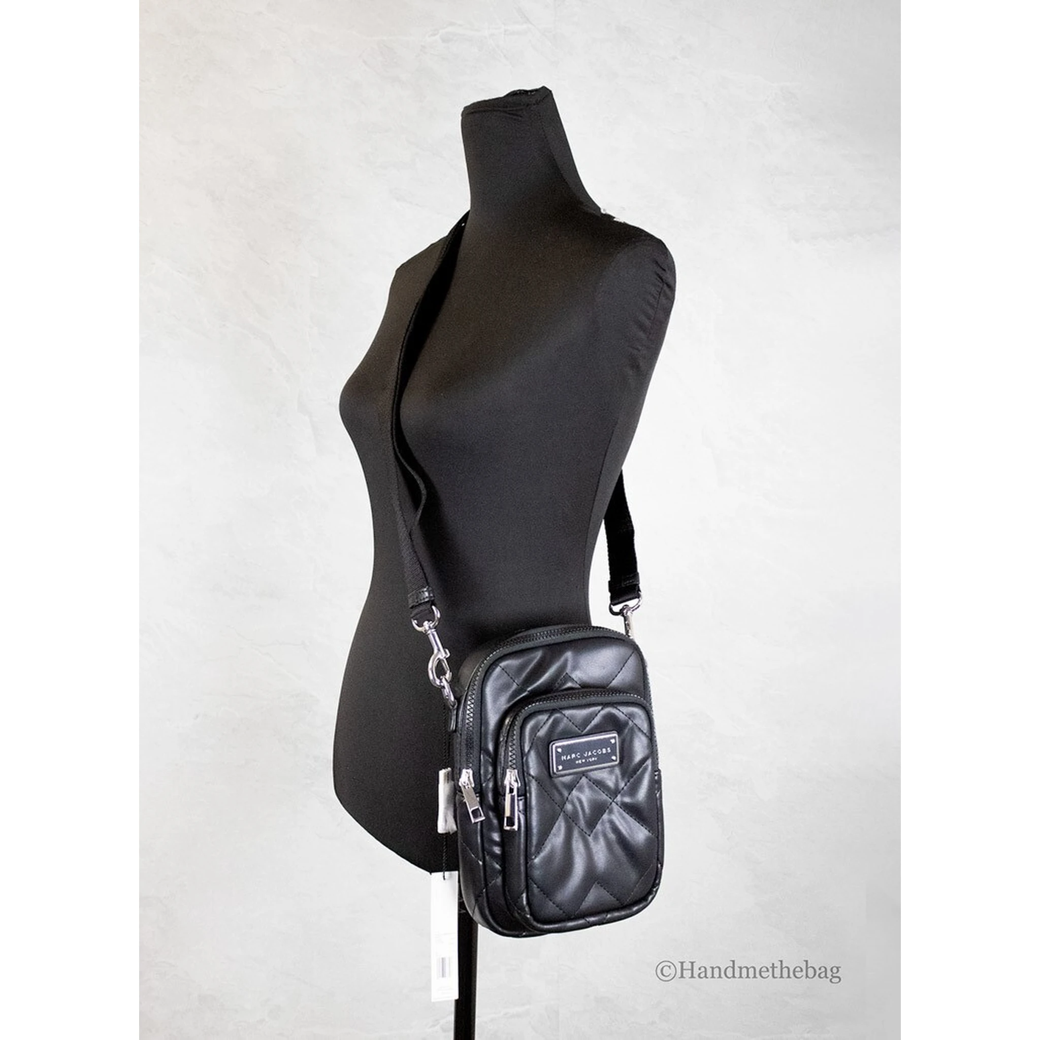 Marc Jacobs Pillow Small Black Quilted Smooth Leather Crossbody Handbag Purse