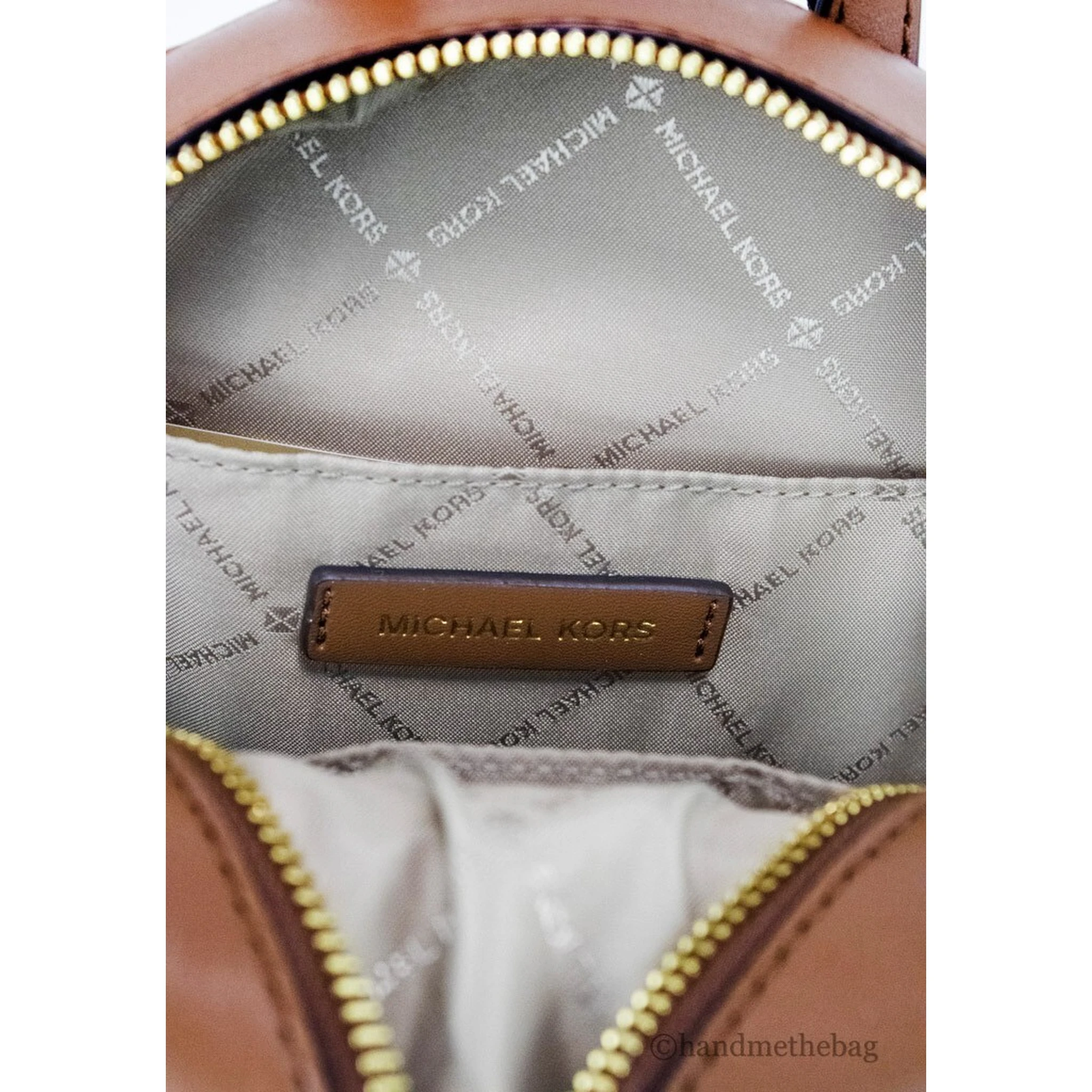 Michael Kors Jaycee Mini XS Brown Signature PVC Zip Pocket Shoulder Backpack Bag