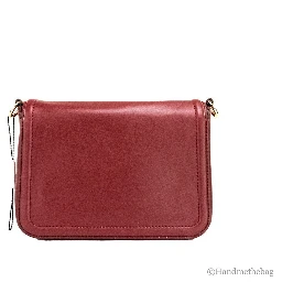 Marc Jacobs Medium Metal Signet Syrah Smooth Leather Flap Crossbody Purse Bag