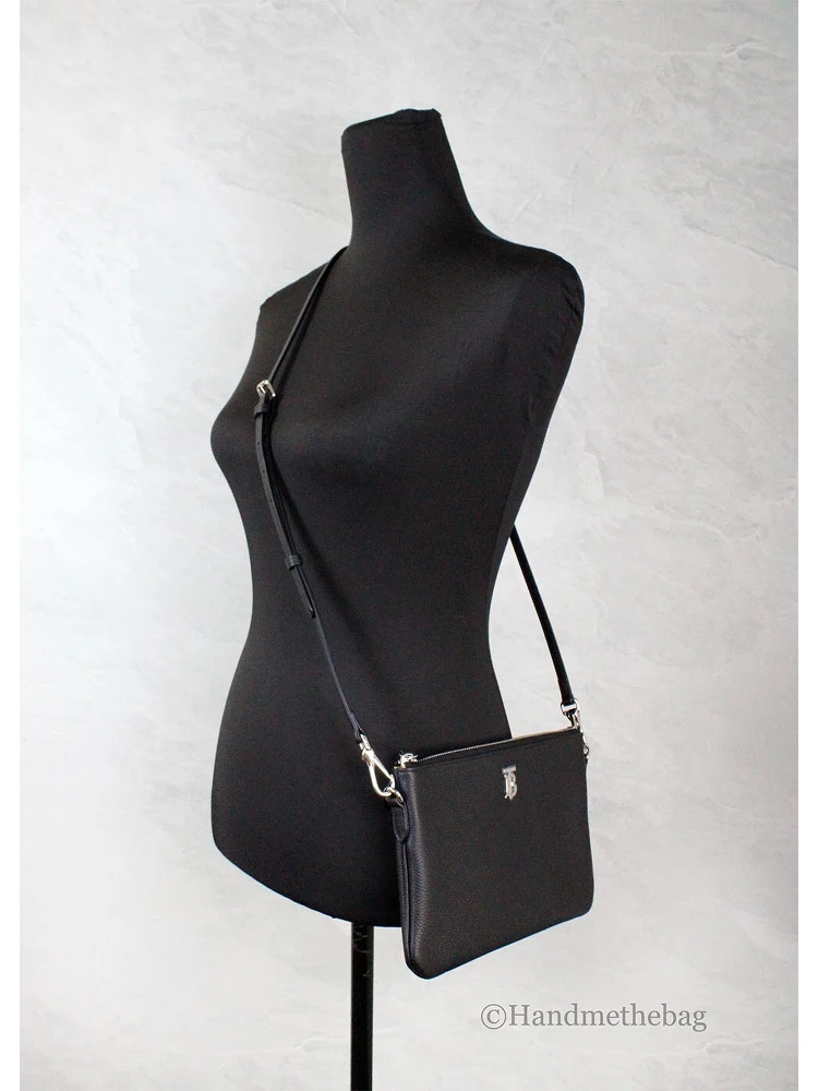 Burberry Peyton Monogram Black Leather Pouch Crossbody Bag Purse alternative