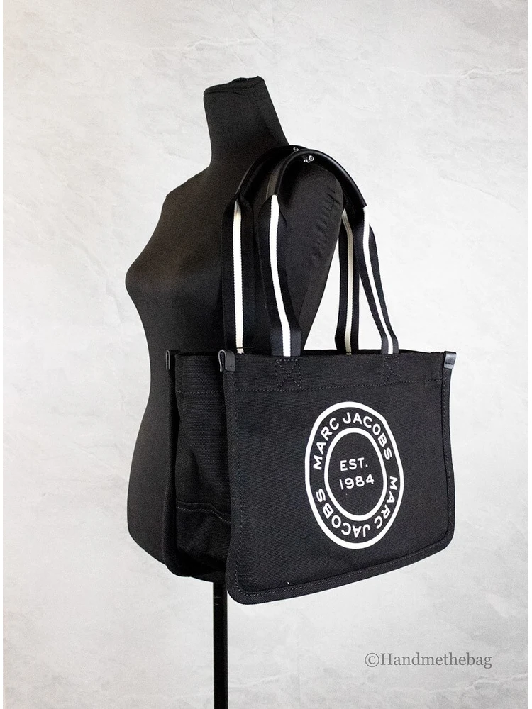Marc Jacobs Medium Black Canvas Fabric Shoulder Convertible Tote Purse Bag alternative