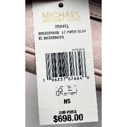 Michael Kors Travel Extra Large Powder Blush PVC Top Zip Weekender Luggage Bag