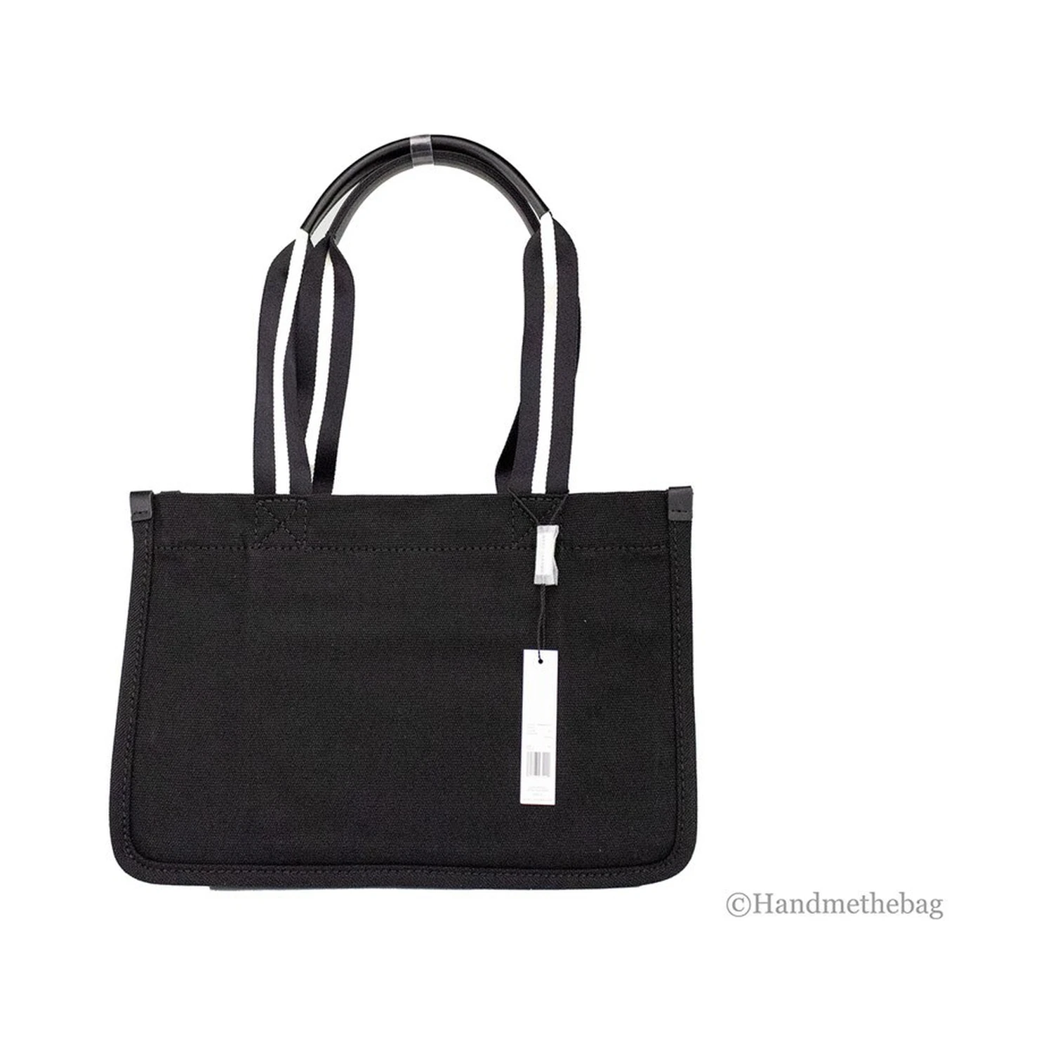 Marc Jacobs Medium Black Canvas Fabric Shoulder Convertible Tote Purse Bag