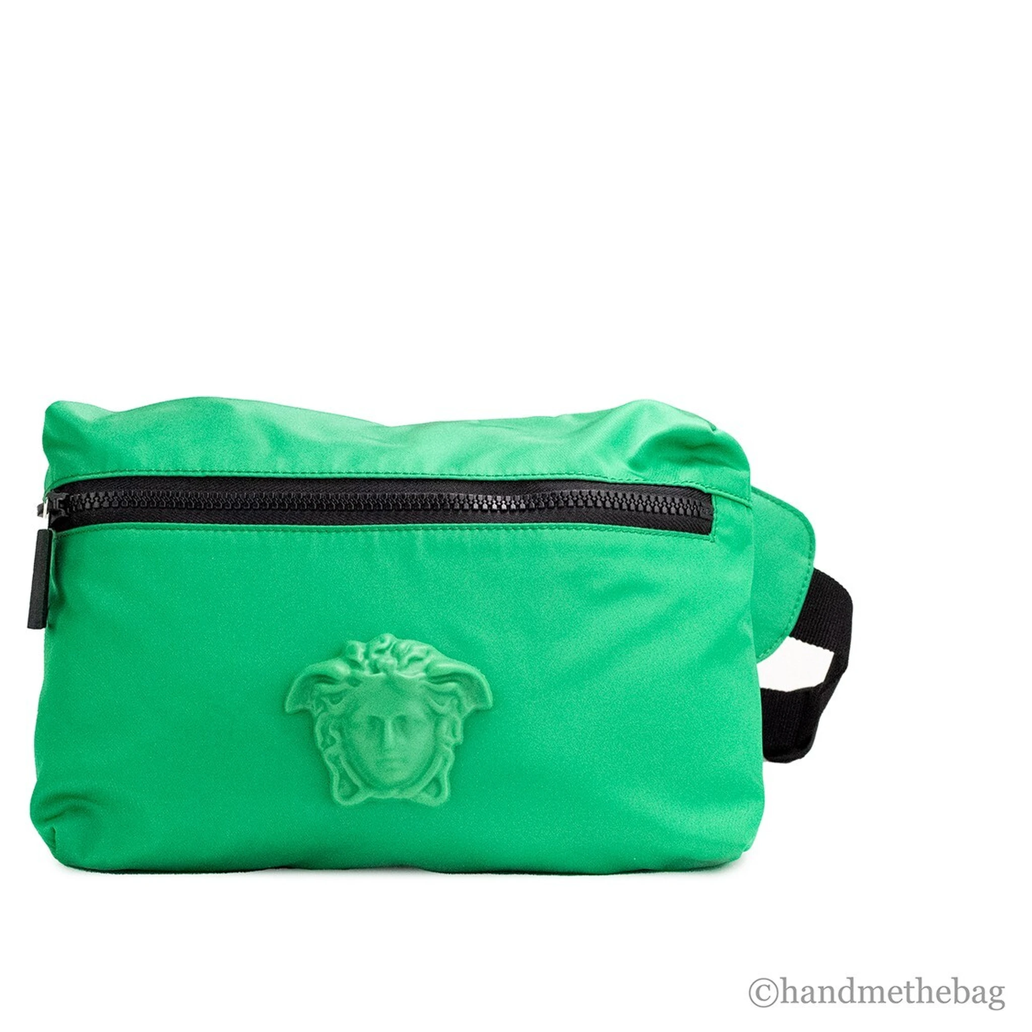 Versace Small Bright Green Nylon Matte Medusa Belt Bag Waist Fanny Pack Purse