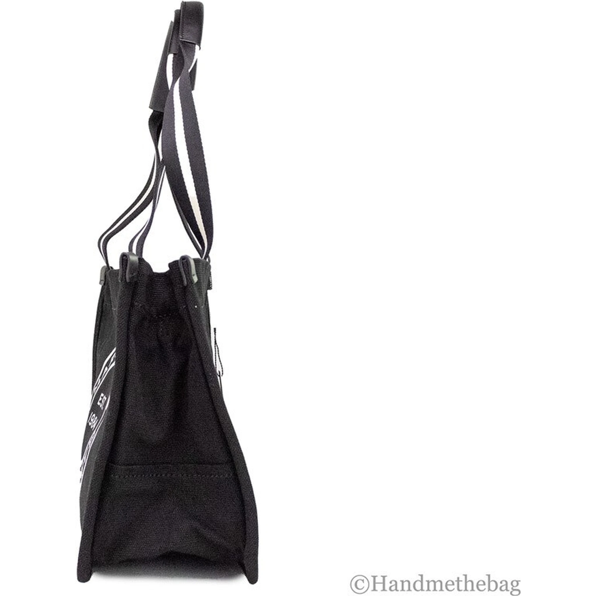 Marc Jacobs Medium Black Canvas Fabric Shoulder Convertible Tote Purse Bag