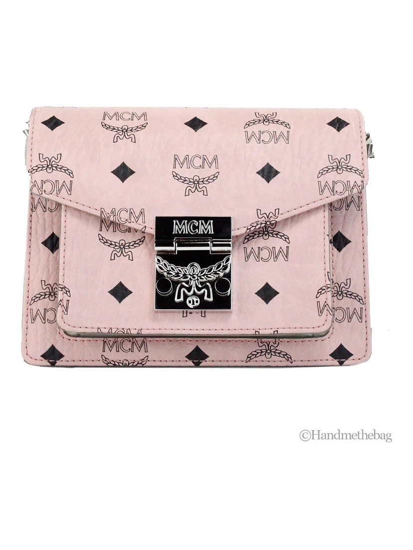MCM Signature Patricia Leather Mini Flap Lock Crossbody Bag