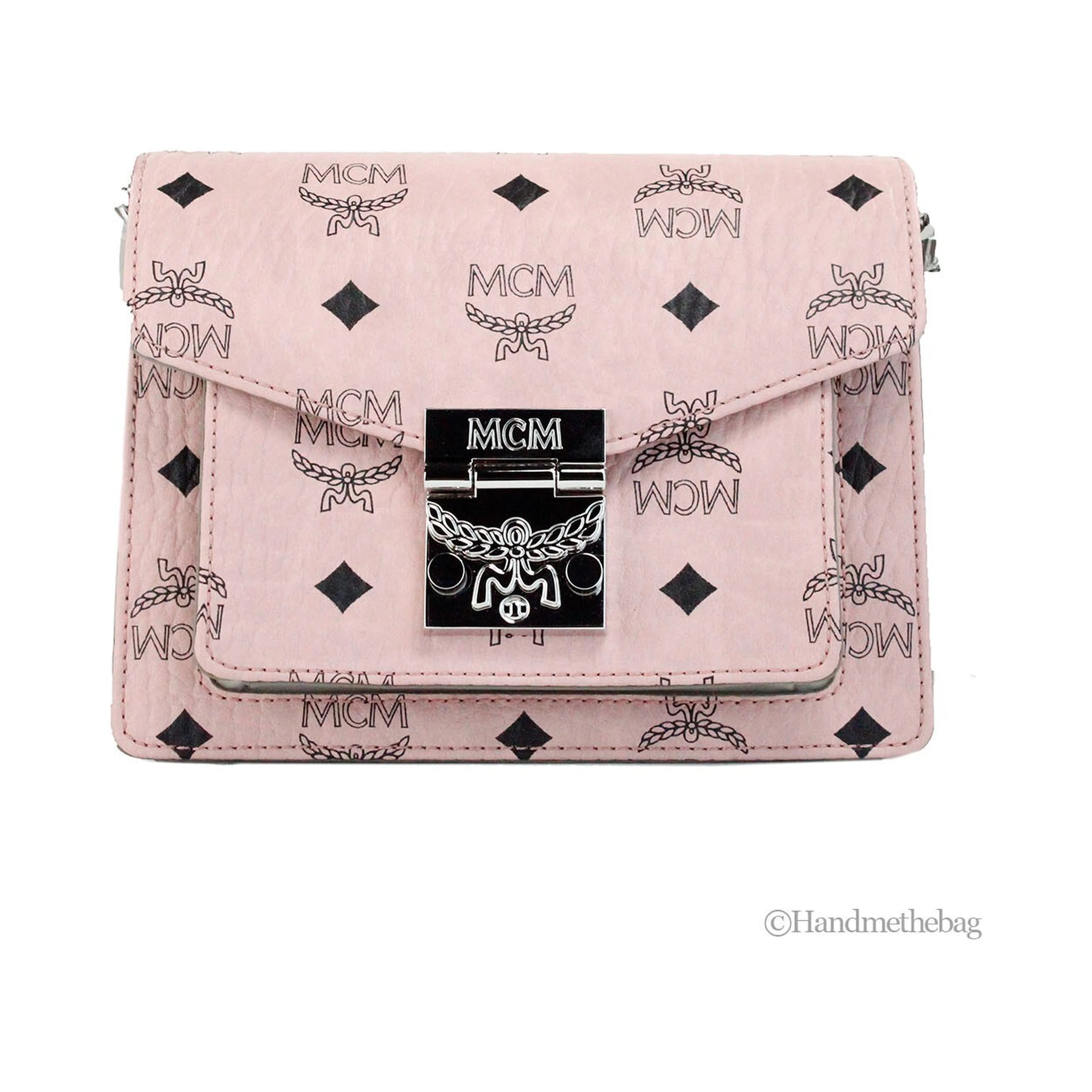 MCM Signature Patricia Leather Mini Flap Lock Crossbody Bag