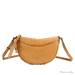 Michael Kors Dover Small Luggage Pebbled Leather Half Moon Crossbody Bag Purse