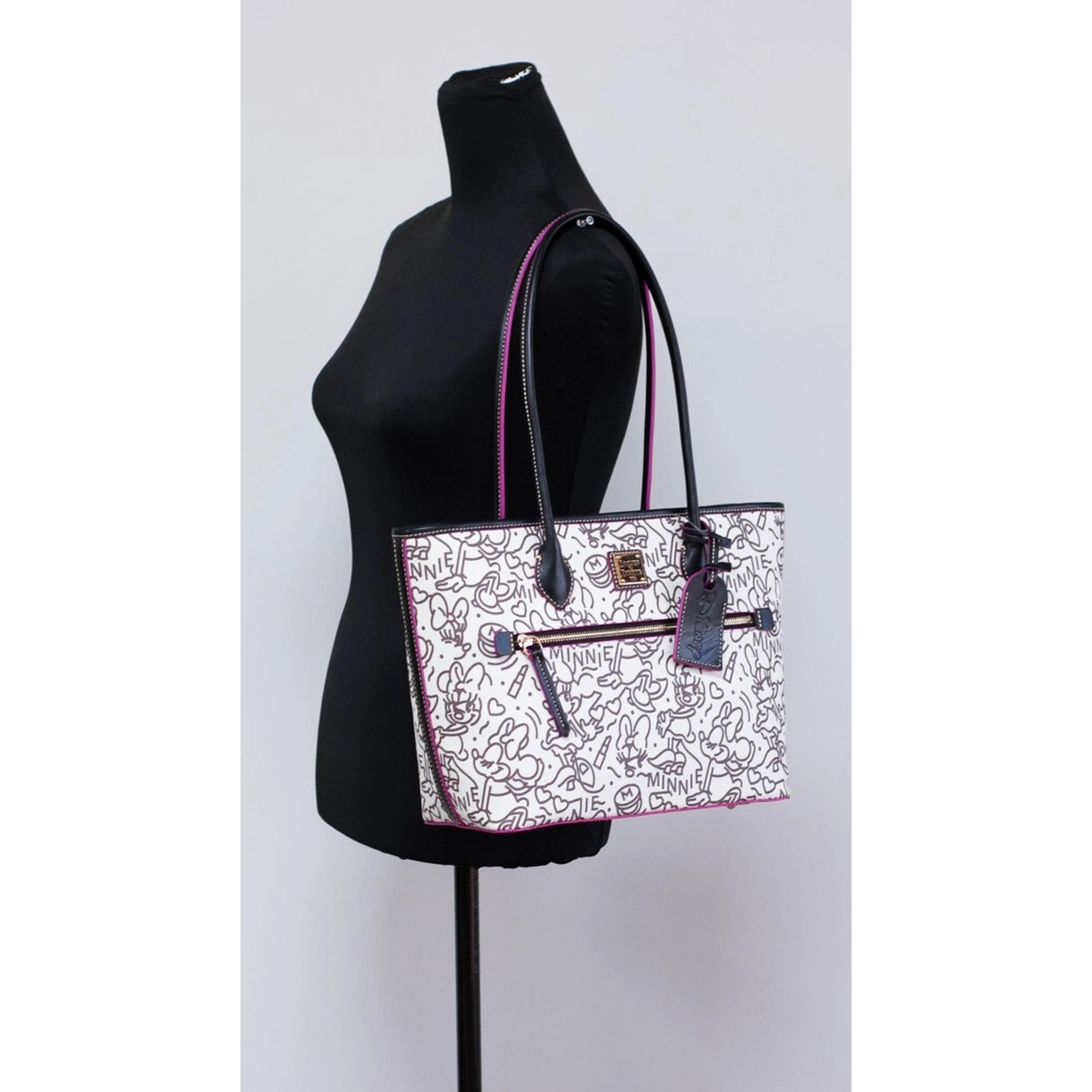 Dooney & Bourke Disney Medium Minnie Mouse Line Art Coated Cotton Tote Handbag