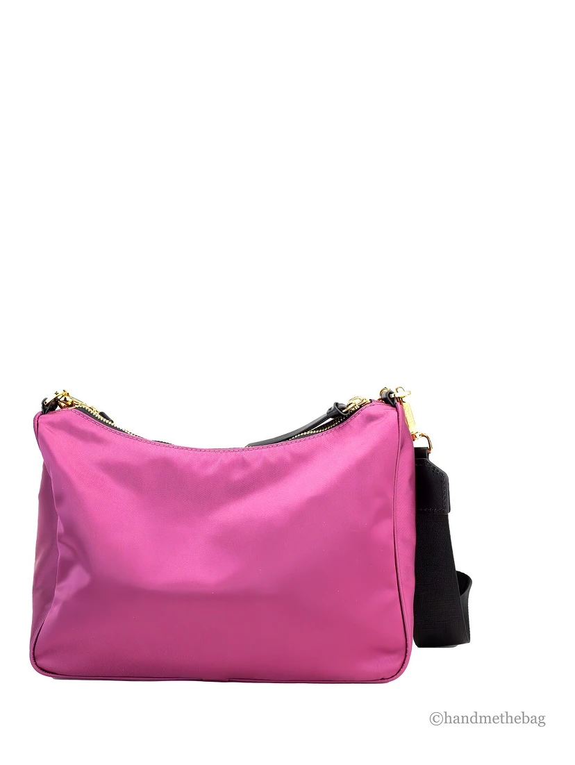Versace Small Dahlia Nylon Fabric Medusa Pendant Crossbody Shoulder Purse Bag