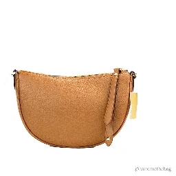 Michael Kors Dover Small Luggage Pebbled Leather Half Moon Crossbody Bag Purse