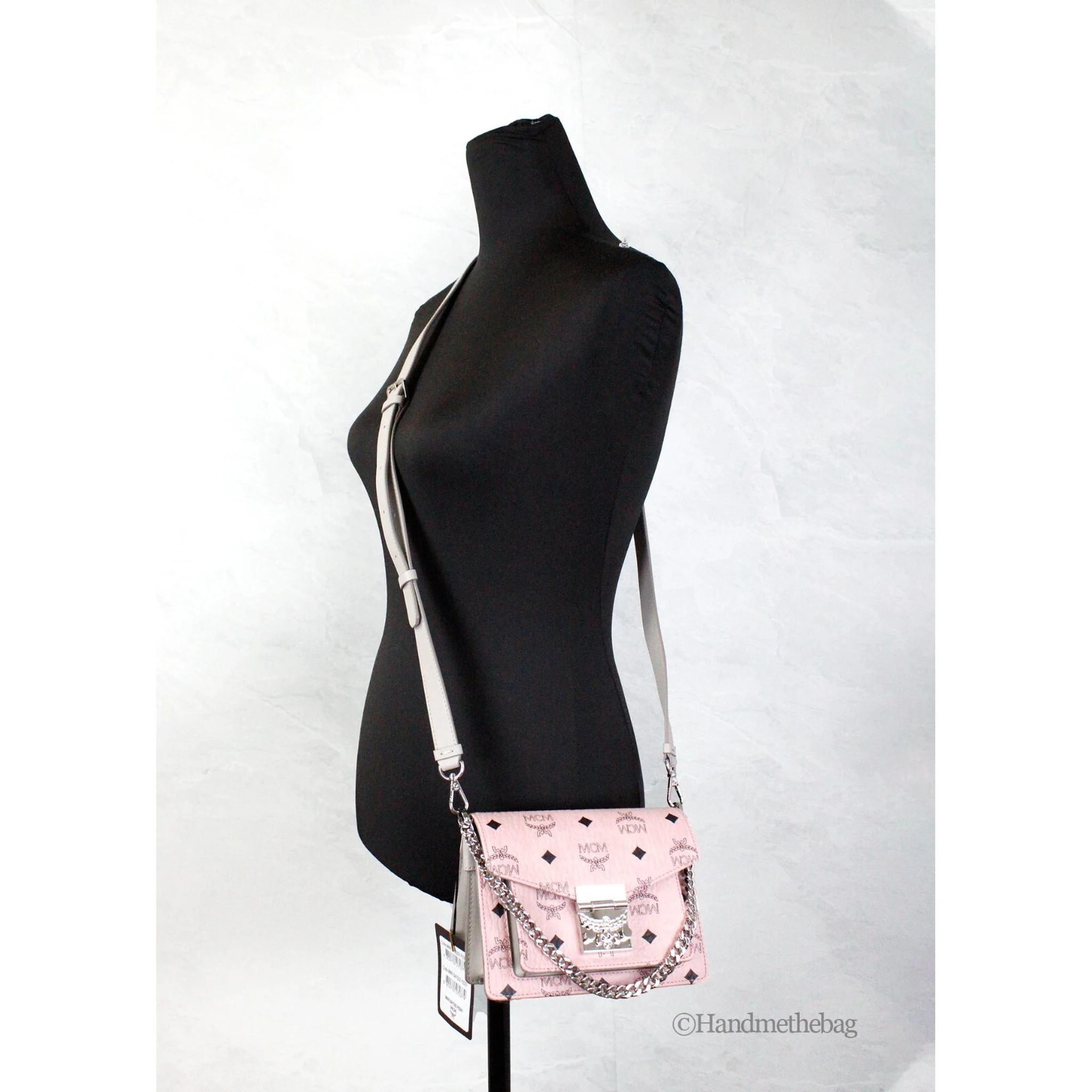 MCM Signature Patricia Leather Mini Flap Lock Crossbody Bag