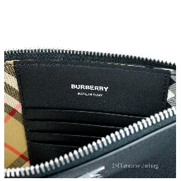 Burberry Peyton Monogram Black Leather Pouch Crossbody Bag Purse