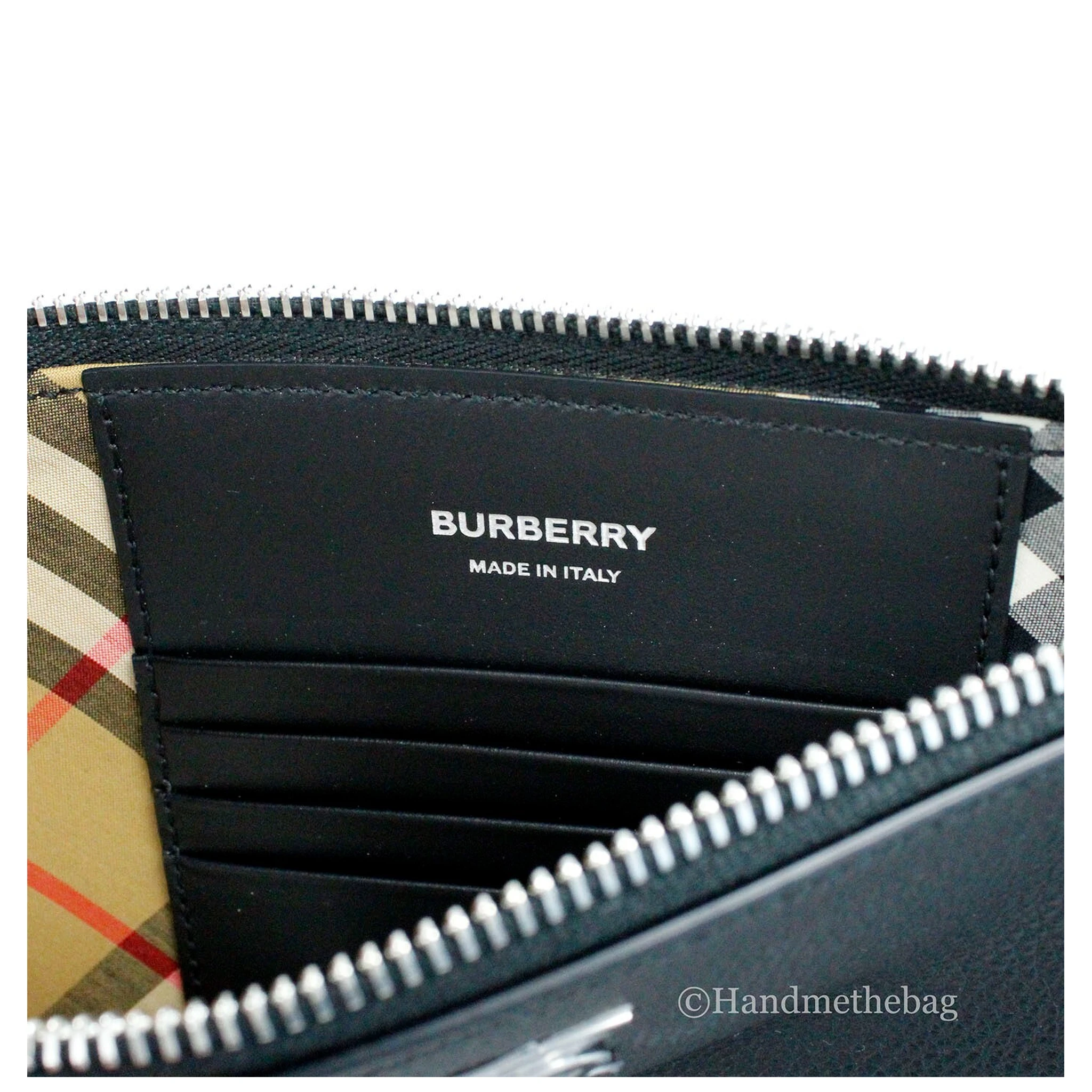 Burberry Peyton Monogram Black Leather Pouch Crossbody Bag Purse