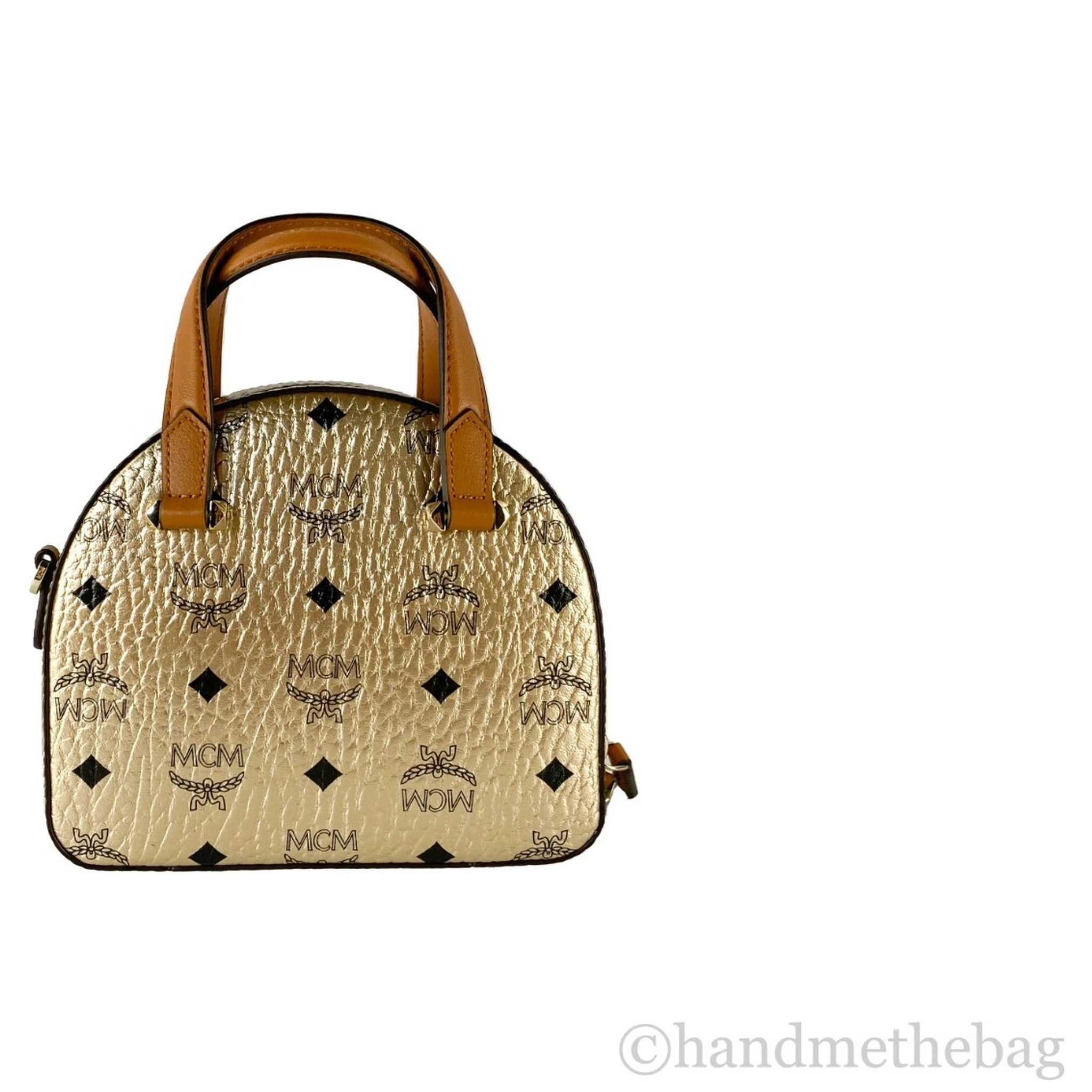MCM Half Moon Mini Round Top Tote Crossbody Bag