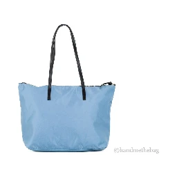 Versace Portuna Medusa Medium Cornflower Blue Nylon Leather Tote Bag Purse