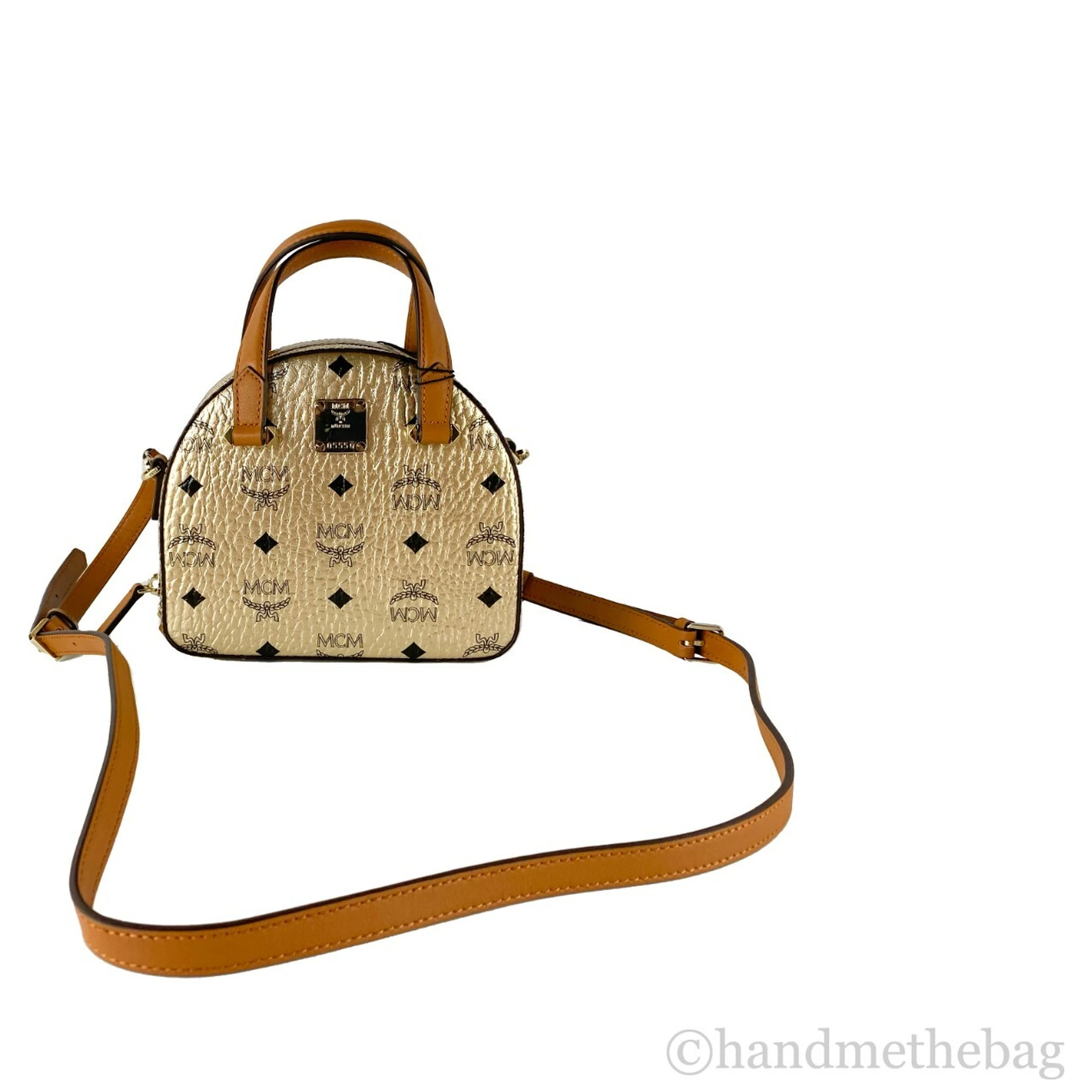 MCM Half Moon Mini Round Top Tote Crossbody Bag