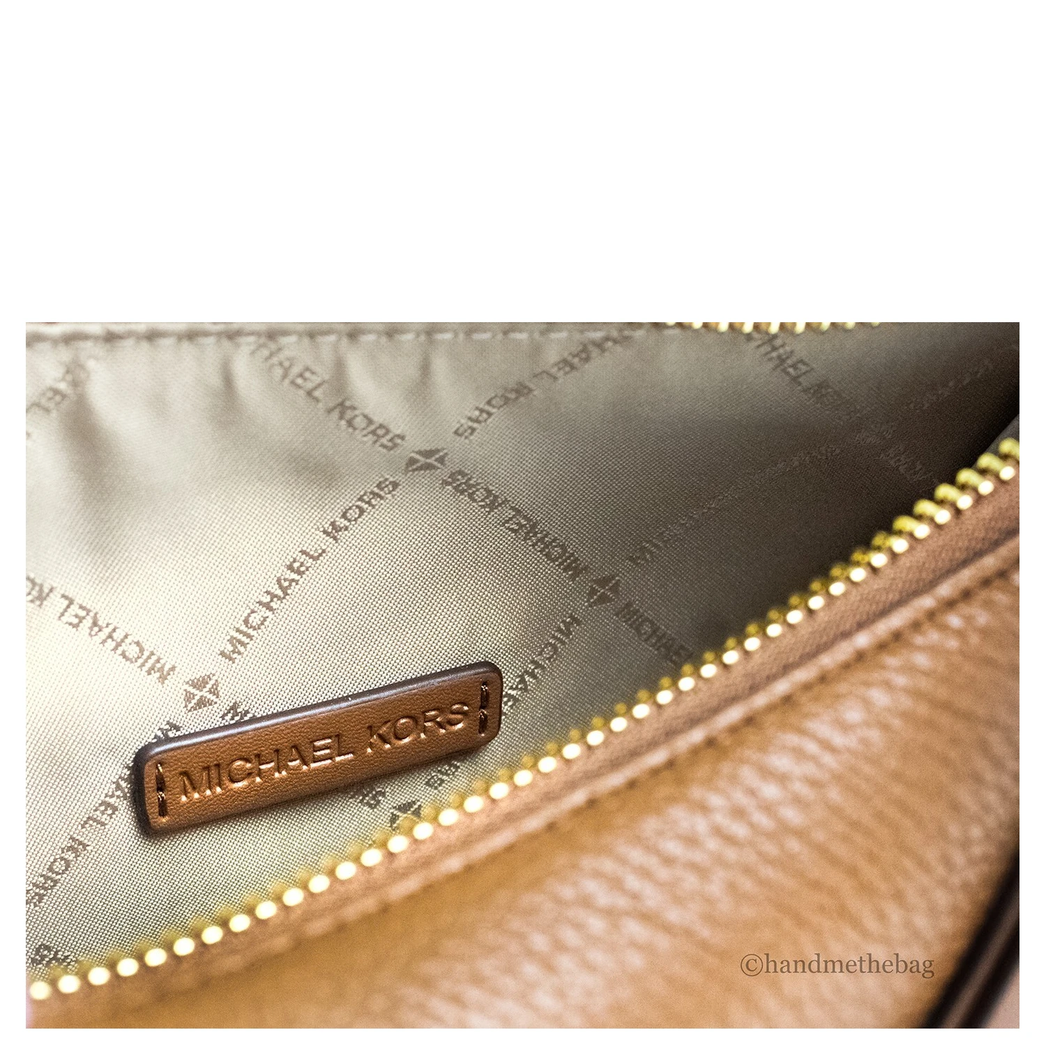 Michael Kors Dover Small Luggage Pebbled Leather Half Moon Crossbody Bag Purse