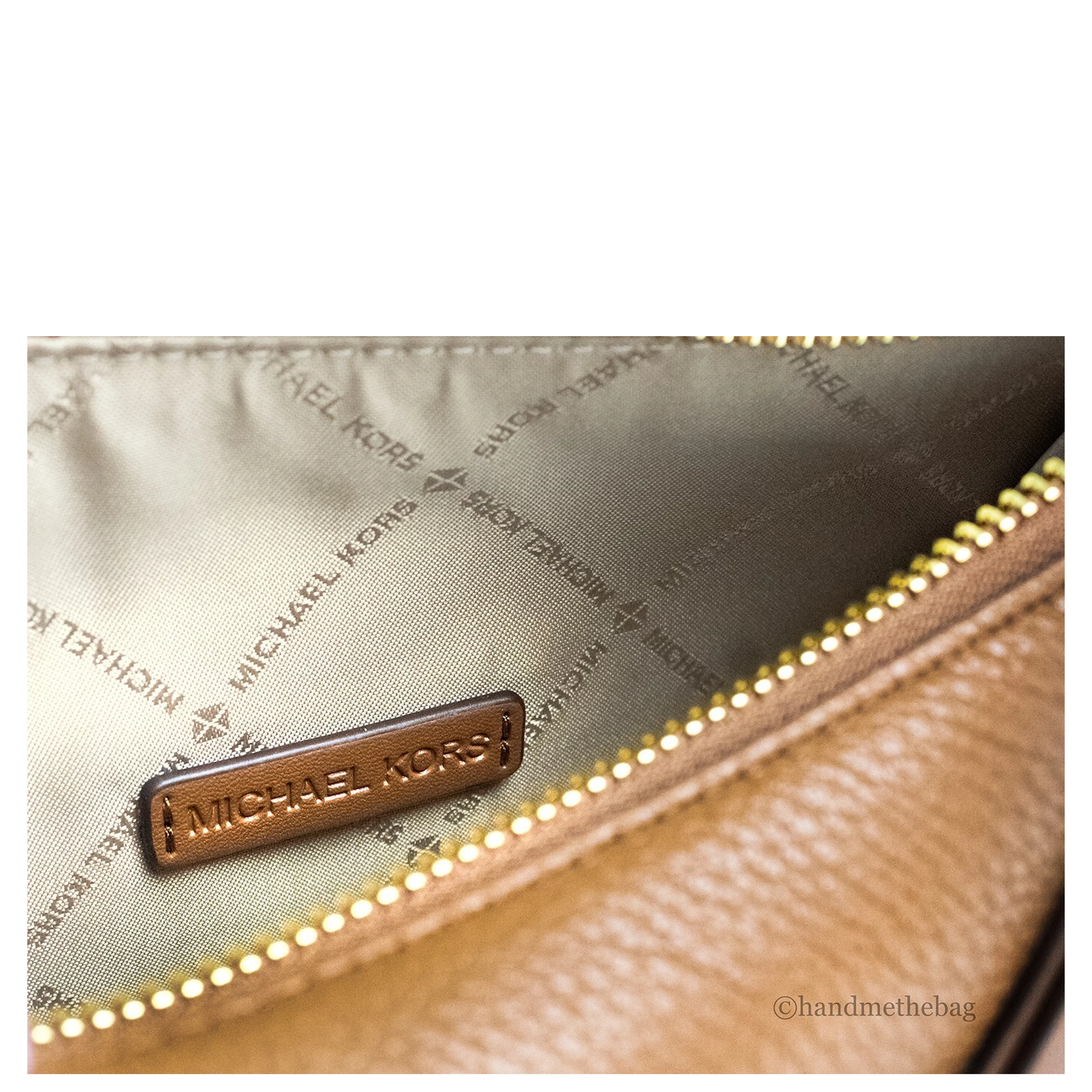 Michael Kors Dover Small Luggage Pebbled Leather Half Moon Crossbody Bag Purse