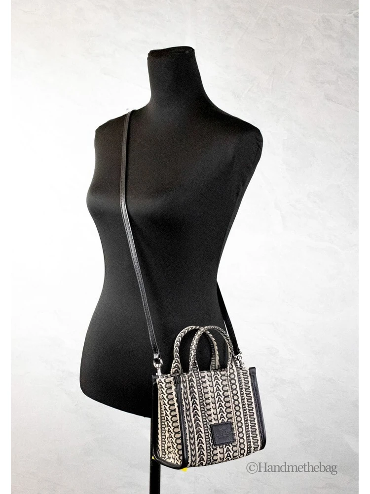 Marc Jacobs The Monogram Beige Mini Tote Woven Jacquard Canvas Crossbody Handbag alternative