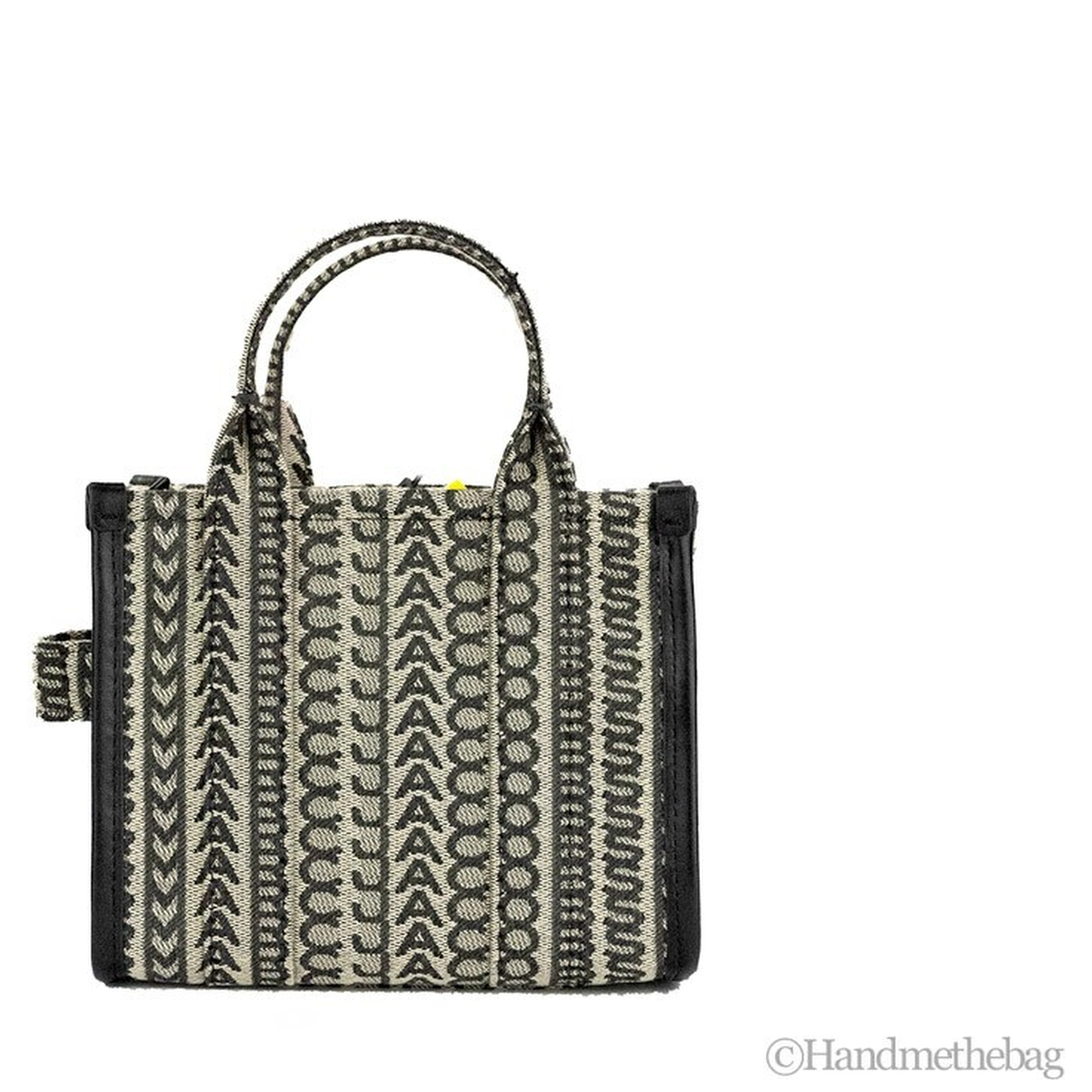 Marc Jacobs The Monogram Beige Mini Tote Woven Jacquard Canvas Crossbody Handbag